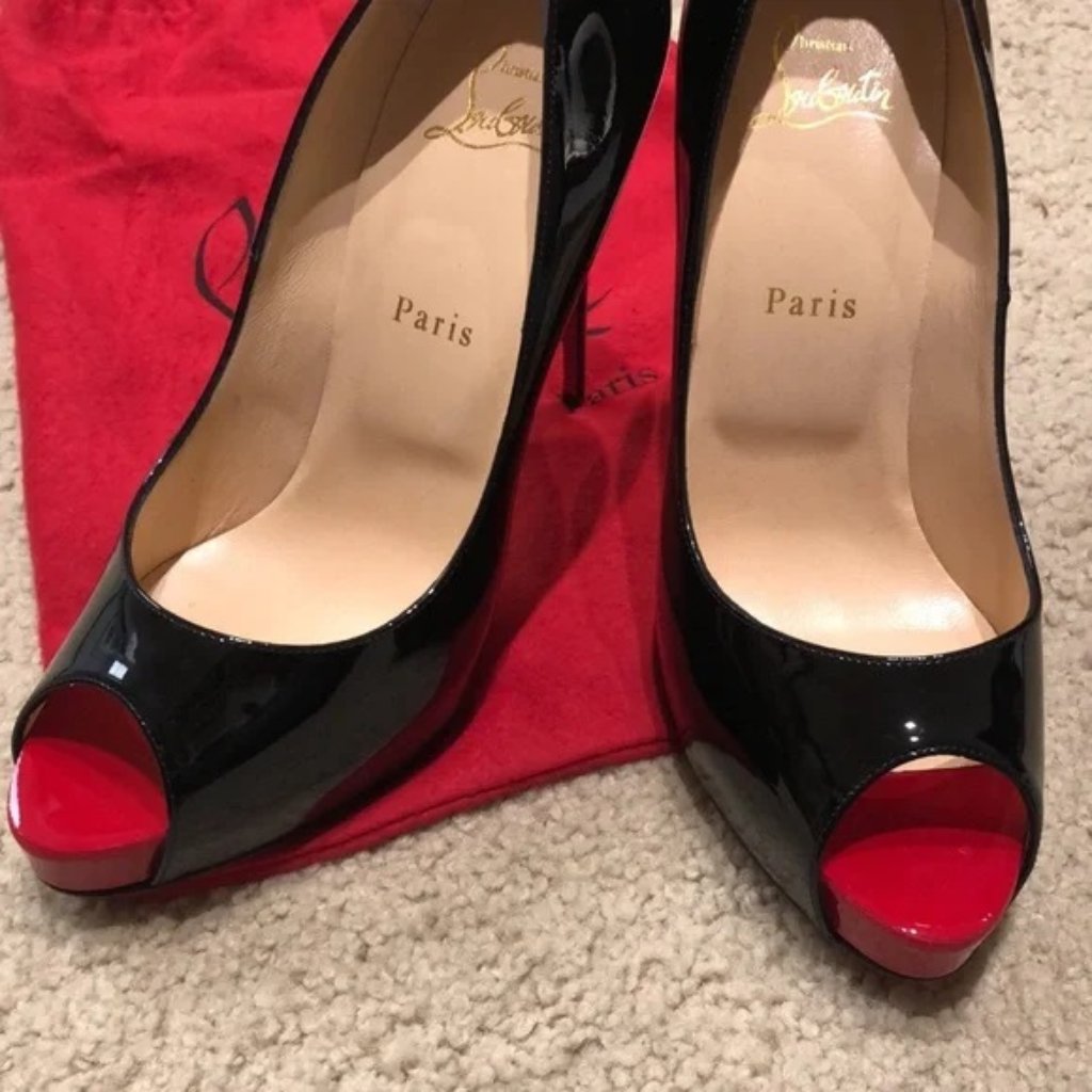 Christian Louboutin New Very Prive 120 Patent Black/Red- Size 39 (Us Size 9)